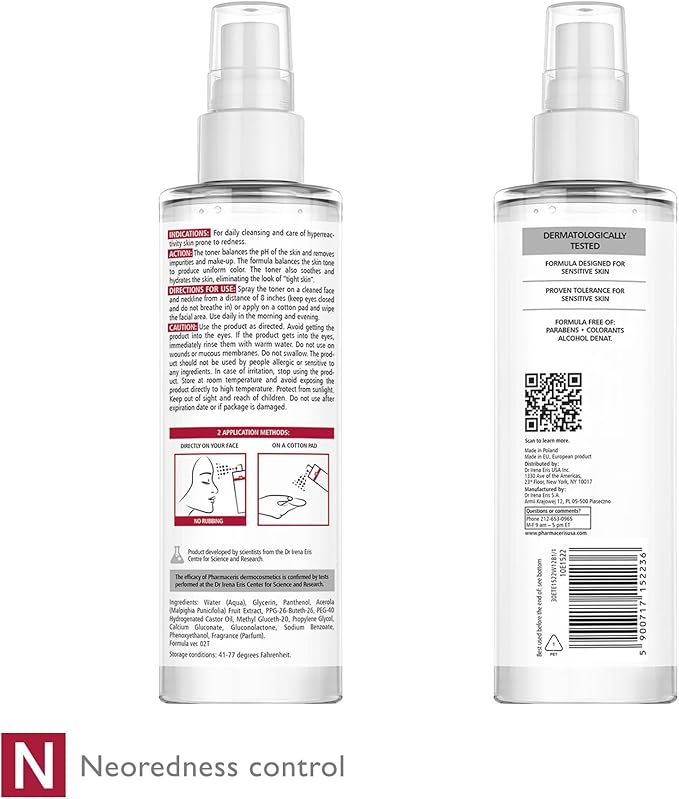 Redness Soothing Mist Toner, Facial Toner, Face Mist, Helps Soothe Redness, Hydrate, Even Skin Tone, for Sensitive & Red Skin, Alcohol-Free, pH Balanced Face Toner, Puri-CAPILIQUE