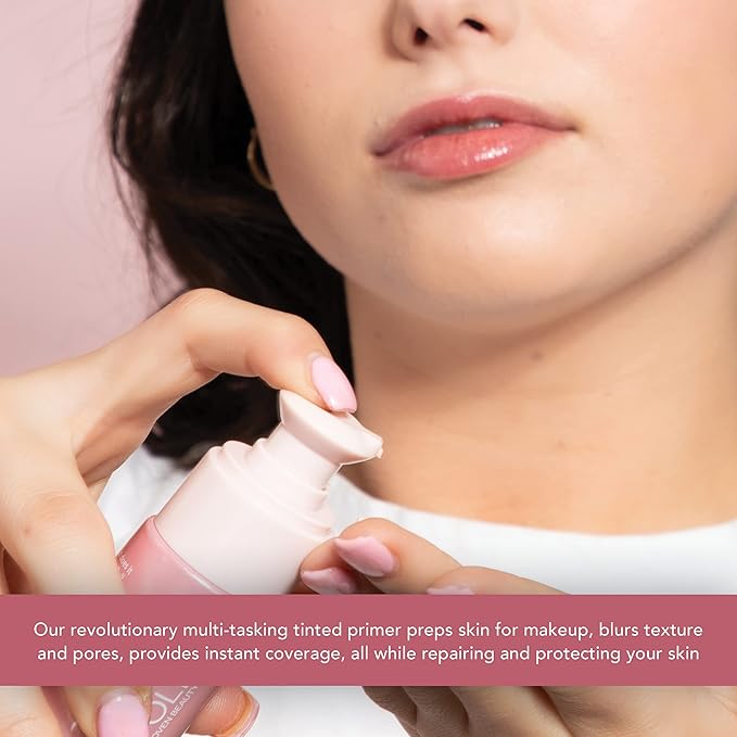 Doll 10 - Doll Skin Tinted Serum Primer - Blurs Color, Texture & Pores - Improves Skin While Wearing - Good for All Skin Types - Oil Free, Vegan, Cruelty Free & No Parabens (Tan-Deep, 1 oz)