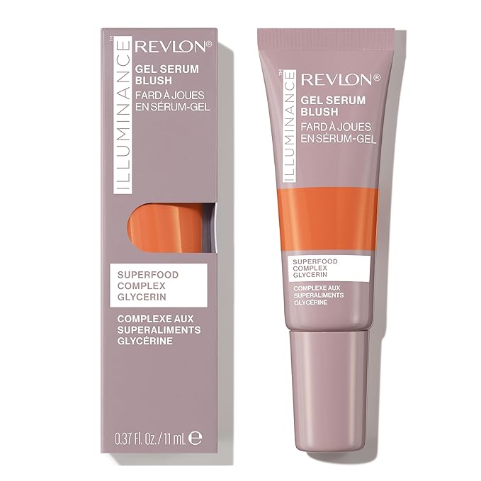 Revlon Illuminance Gel Serum Blush, Visibly Plump Cheeks, Dewy Finish and Hydrates All Day, 130 Beaming Coral, 0.37 fl oz.