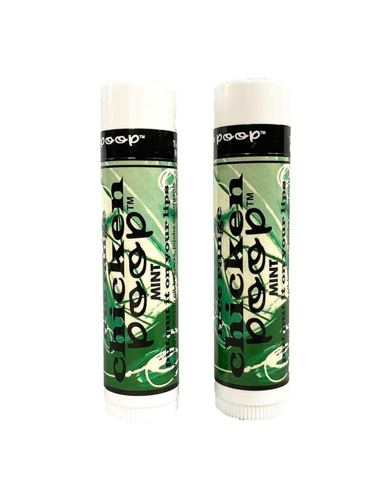 Chicken Poop Lip Balm Simone Chickenbone Mint Duo Moisturizer for Dry Chapped Lips, 0.15 oz, Pack of 2