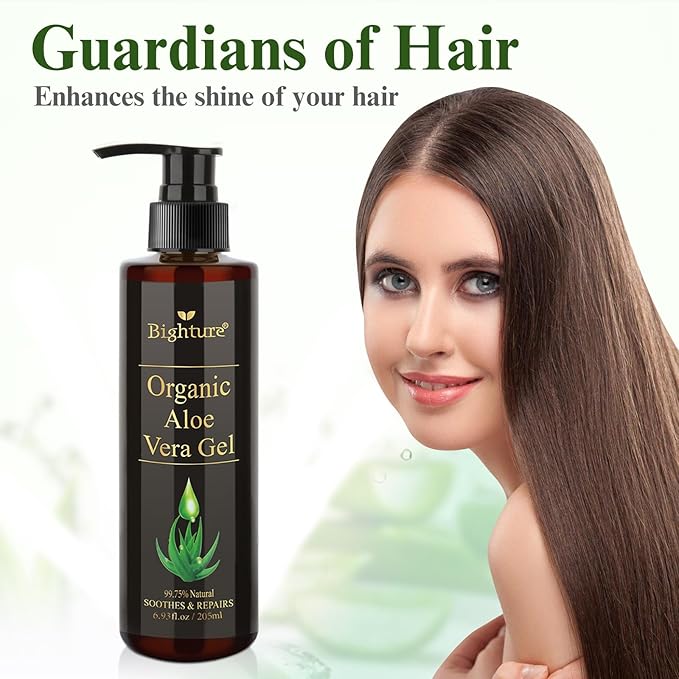 Aloe Vera Gel Infused with Tea Tree Oil for Skin Hydrating, Repair Skin, Organic Aloe Vera Gel Extract from Fresh Pure Aloe Vera for Sunburn Relief, Hair, Razor- 6.76 Fl Oz