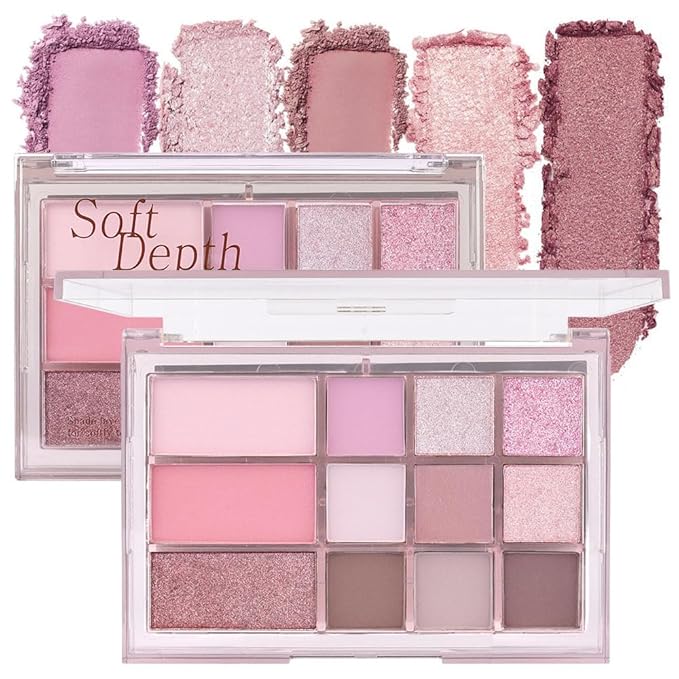 12 Colors Nude Brown Pink Matte Shimmer Eyeshadow Palette for Eye Makeup,High Pigmented Tan Purple Eye Shadow Primers Powder Palet de sombras de ojos