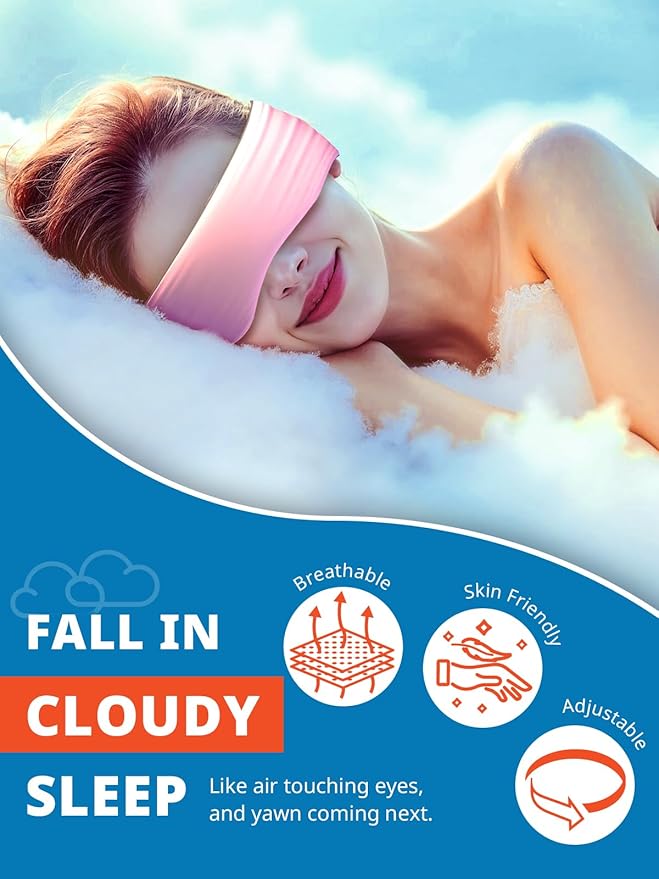 Sleep Mask, Eye Mask for Sleeping, Upgrade Ultra-Soft Blackout Eye Cover for Women Men, Wider Adjustable Strap for Side Sleeper, Travel, Nap, Yoga, Relief Eye, Pink