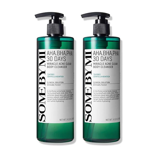 SOME BY MI AHA BHA PHA 30 Days Miracle Acne Clear Body Cleanser - Pack of 2 - Daily Exfoliating Tea Tree Acne Body Wash with Salicylic Acid - Deep Cleanses Sebum and Impurities - Korean Skin Care