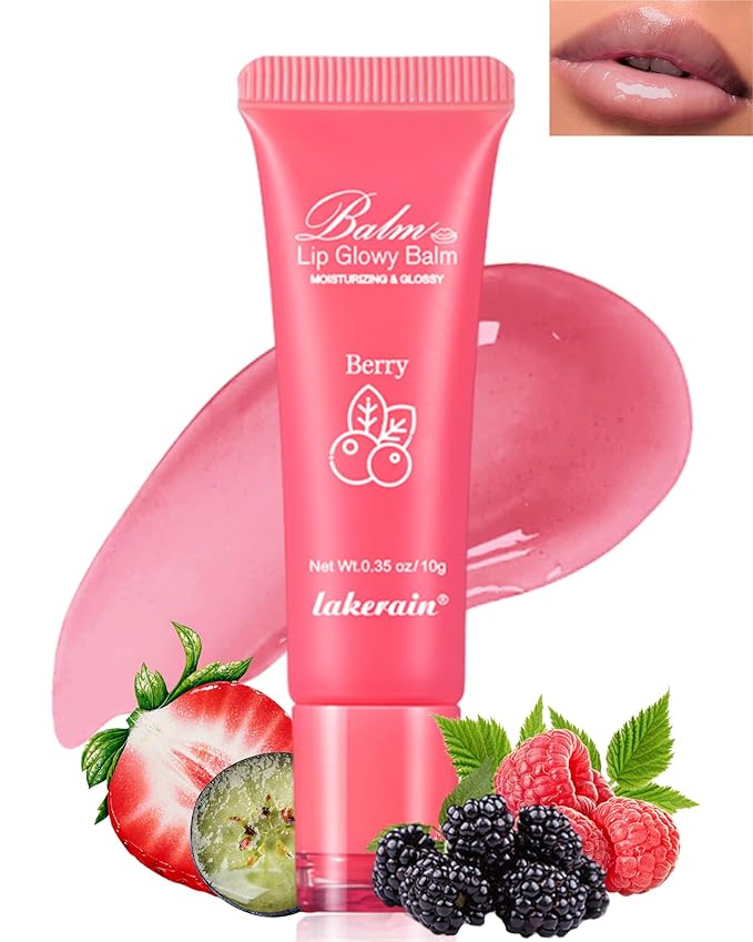 Moisturizer Lip Glowy Balm, Hydrating & Nourishing Repair Sleeping Lip Mask, Shine Glossy Finish Lip Oil, Day and Night Smooth Cracked Chapped Dry Lips, Lip Care Therapy Treatment for Women-2#Berry