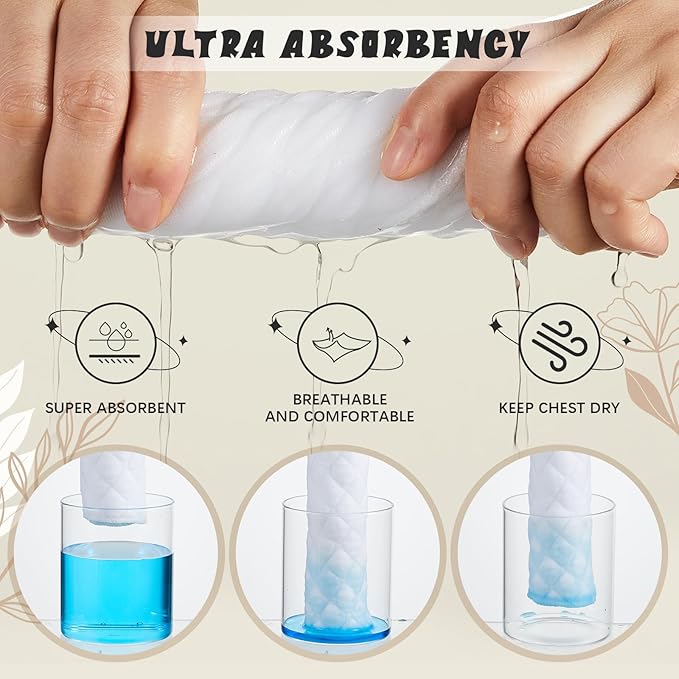 Toulite 20 Pcs Bra Liners for Sweat 18x3 Inch 3 Layer Washable Rectangle Cotton Under Breasts Pads for Women Absorb Sweating