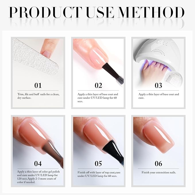 Double Rhythm 0.5Oz Translucent Gel Polish Sheer Neutral Natural Light Milky Same Color Same Bottle 15ML Jelly Nail Art DIY at Home (Skin Nude-A1370)