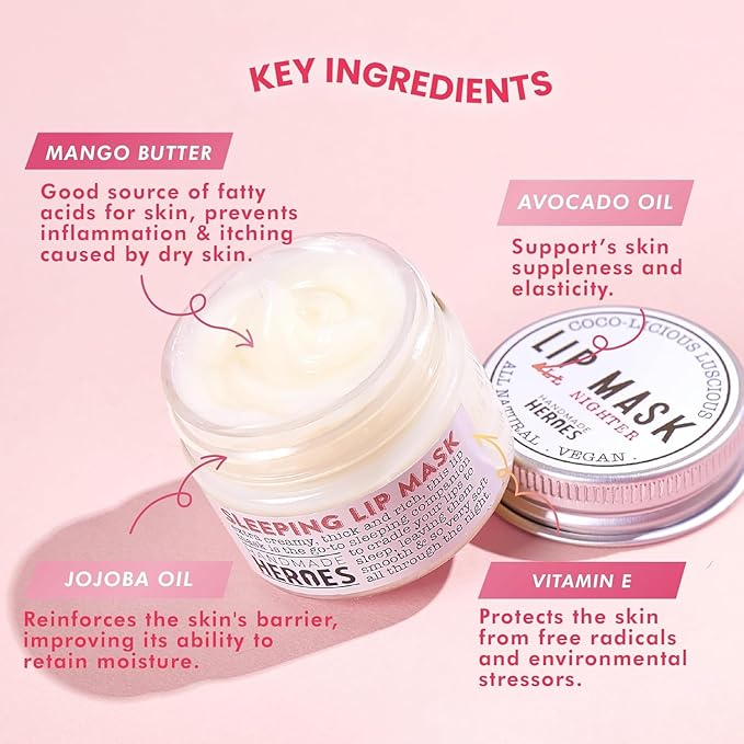 100% Natural Lip Butter Sleeping Lip Mask, Overnight Lip Moisturizer and Conditioner for Dry Lips. Intensive Lip Balm and Lip Therapy Skin Care with Mango butter (Original All Nighter)