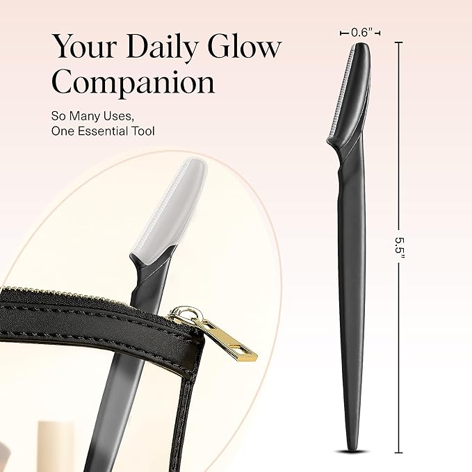 Kitsch Dermaplane Razor for Women Face - Face Razors for Women and Men - Eyebrow Trimmer, Shaver, Recycled Plastic Dermaplaning and Skin Care Tool - Black, 12 pcs