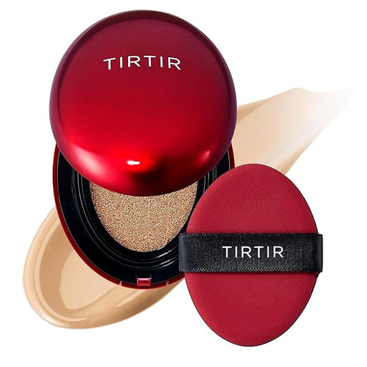TIRTIR Mask Fit Red Cushion Foundation | Full coverage, Weightless, Skin fit, Satin Glow Finish, Korean Makeup, beauty, Tattoo cover up, Buildable (#27N Camel, 0.63 Fl Oz)