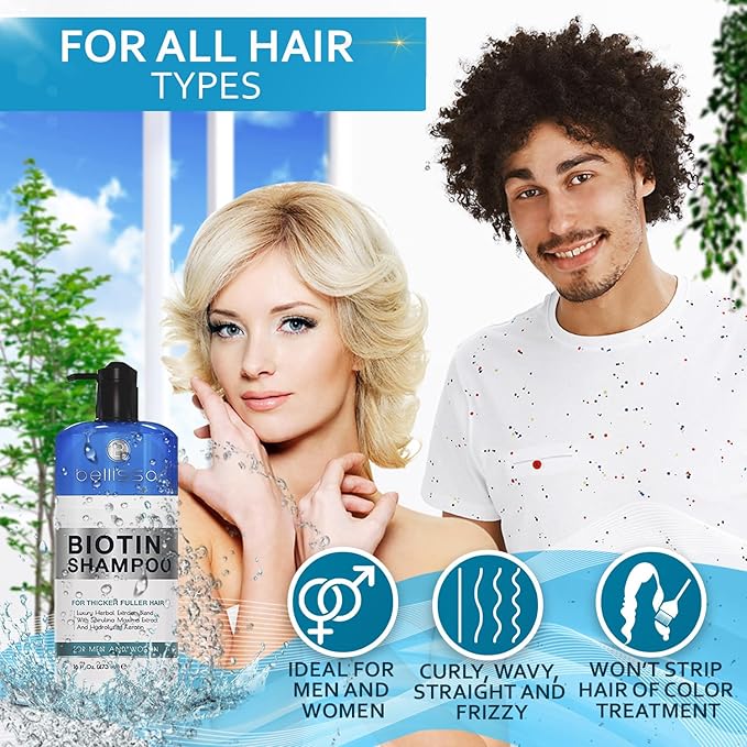 Biotin Shampoo for Thicker Stronger Hair - Volumizing & Thickening Shampoo for Men and Women - Sulfate Free, Salon Grade Formula to Boost Volume for Fine and Thinning Hair - Ideal for All Hair Types