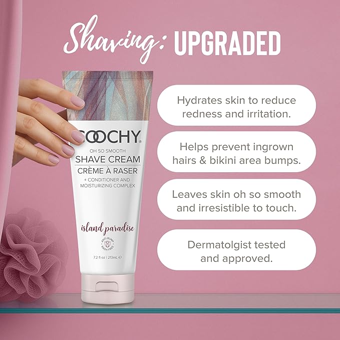 Coochy Intimate Shaving Cream | Shave Conditioner & Moisturizer for Face & Body | Ideal for Sensitive Skin Care, Anti-Bump | Island Paradise, 7.2 oz