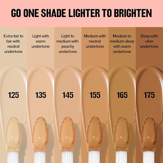 Revlon Glimmer Brightening Concealer, Liquid Under Eye Makeup, Made with Caffeine, Vitamin C, & Stevioside, 155, 0.3 fl oz