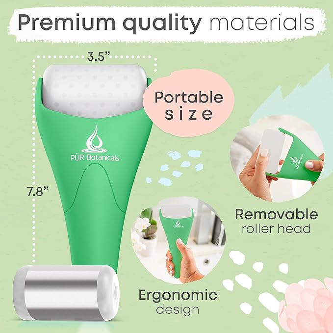 Ice Roller for Face & Eye Puffiness Relief 2 in 1 Set - Therapeutic Facial Massager for Beauty - Cooling Face Rollers for Women - Tone & Tighten Your Damaged Skin - Reduce Wrinkles