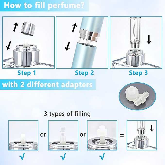 Travel Refillable Perfume Atomizer Bottle 3-Pack 5ml Leakproof Travel Perfume Refillable Bottle (Black & Gold & Silver)