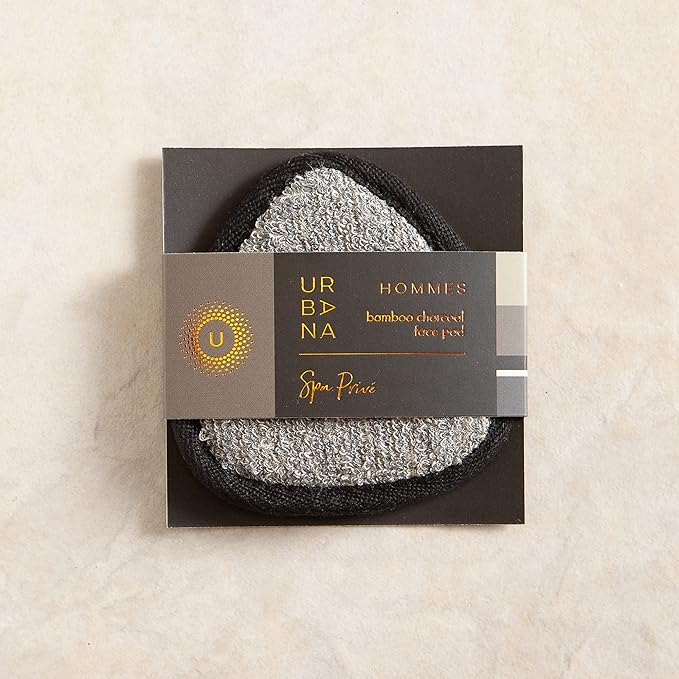 Urbana Spa Prive Men's Bamboo Charcoal Collection, Face Pad,Grey,6338