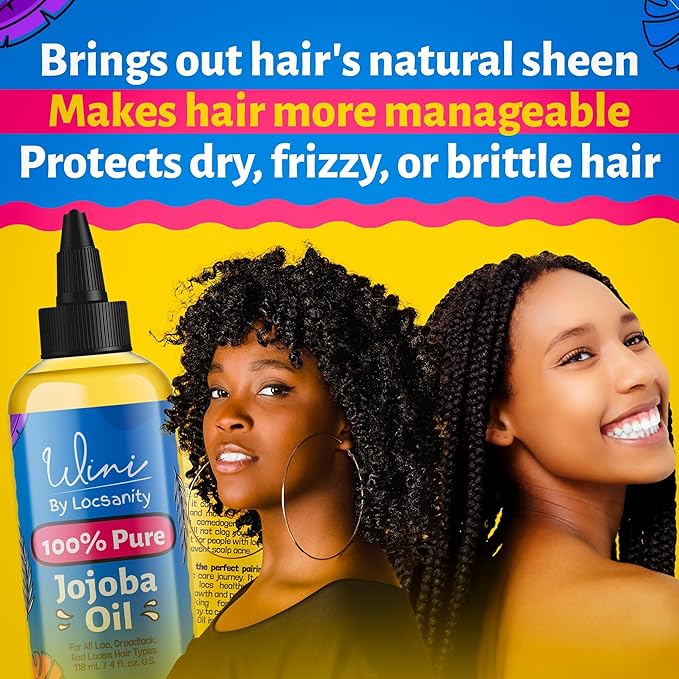 Locsanity Wini Pure 100% Cold Pressed Jojoba Oil for Hair and Body, 4 fl oz