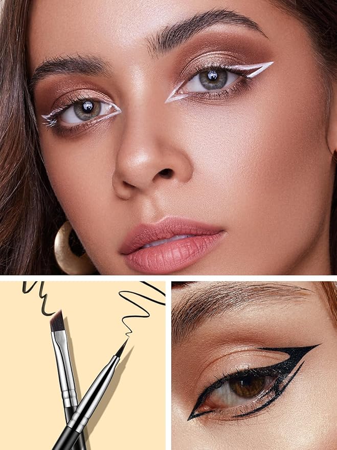 EIGSHOW Angled Eyeliner Brush & Eyeshadow Brush, High-End Precision Gel Liner and Short Smudge Brushes for Cat Eye, Winged Liner (E835&E806)