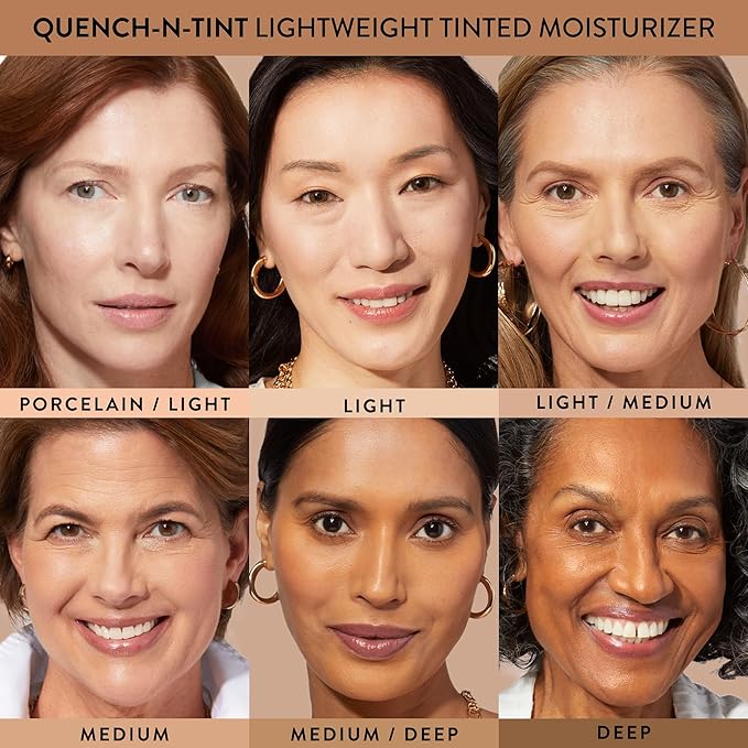 LAURA GELLER NEW YORK Quench-n-Tint Lightweight Tinted Moisturizer, Porcelain/Fair - Sheer to Light Buildable Coverage - Natural Glow Finish - Lightweight Formula - Hydratant Teinte