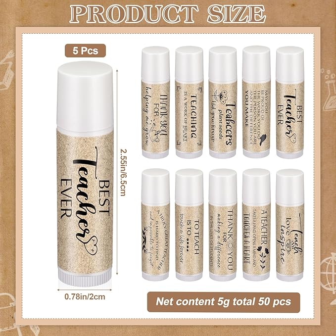 30 Pcs Back to School Teacher Gifts Bulk Lip Balm Favors Thank You Gifts for Teachers with Inspirational Quote Gifts Lip Balm Christmas Thanksgiving Gifts for Teachers Welcome Back to School