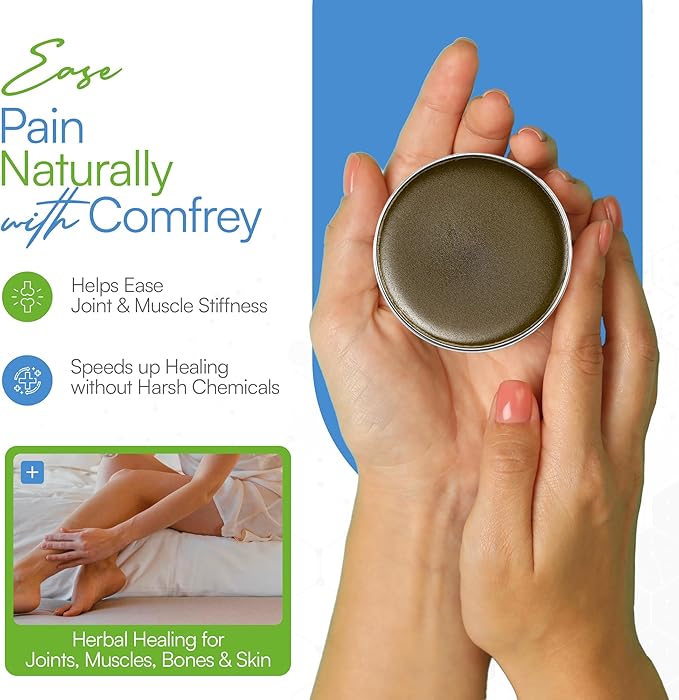 DNA Organics Comfrey Salve – Herbal Balm for Muscles, Knees & Joints – Organic, Handcrafted, Slow Infused, No Fillers – Scent-Free – for Dry Skin & Post-Workout Care – 4oz