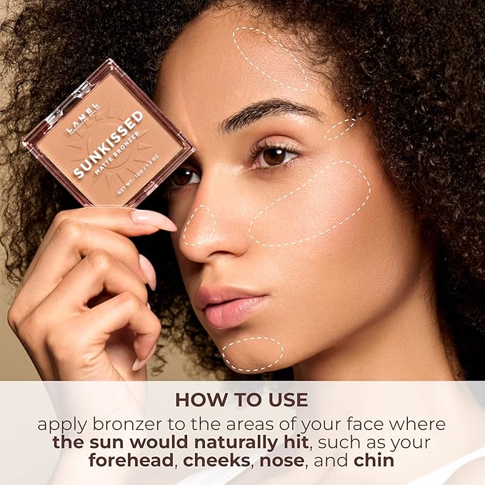 LAMEL Sunkissed Matte Bronzer Face Powder - Non-Shimmer, Long Lasting, Non-Greasy Bronzing Organic Makeup Formula - Matte Finish - Natural Tan Skin - N. 401-0.35oz.
