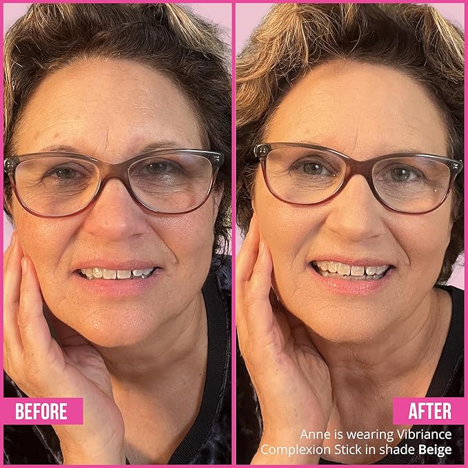 Vibriance Complexion Sticks - Foundation for Mature Skin - Sheer, Buildable Coverage Face Makeup Foundation for Older Women - 3-in-1 Base, Contour, Concealer - Beige