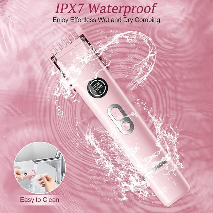 Bikini Trimmer for Women, 4 in 1 Wet/Dry Electric Razors for Women - Dual Head, Painless Rechargeable Portable Womens Razors for Shaving Set for Face, Nose, Eyebrows, Armpits, Bikini Area (Pink)