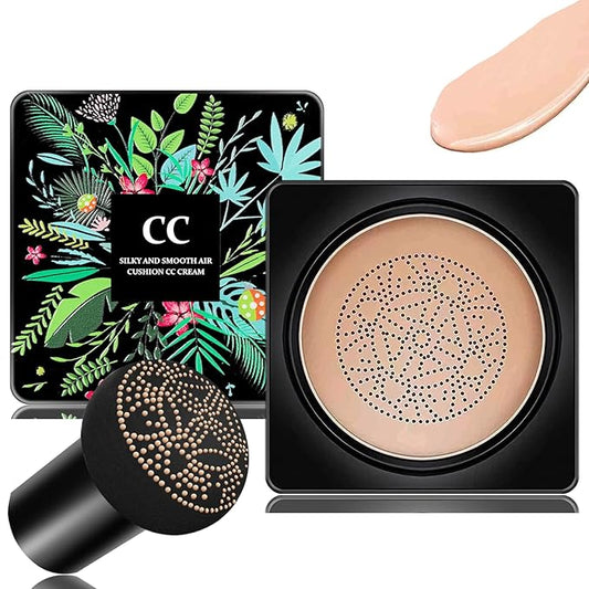 Mushroom Head Air Cushion CC Cream Foundation BB Cream Foundation Makeup Moisturizing CC Cream Liquid Foundation,Concealer Lasting Makeup Foundation Even Skin Tone Makeup Base Primer(Natural)