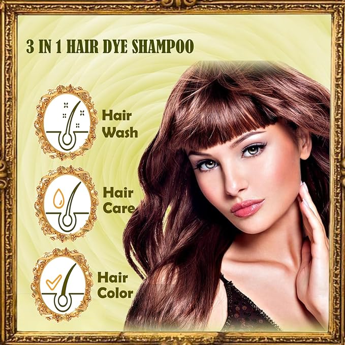 Cherry Brown Hair Dye Shampoo 3 in 1 - Champu Para Pintar el Cabello, Herbal Brown Hair Dye for Women Men, Hair Color Shampoo