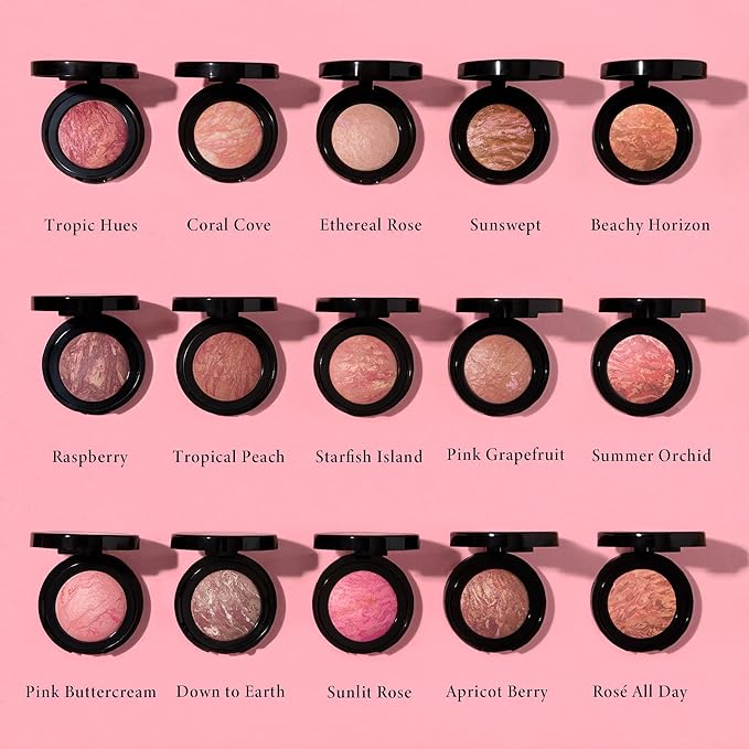 LAURA GELLER NEW YORK Baked Blush-n-Brighten Marbleized Blush + Angled Brush (07 Sunlit Rose, 47mm)