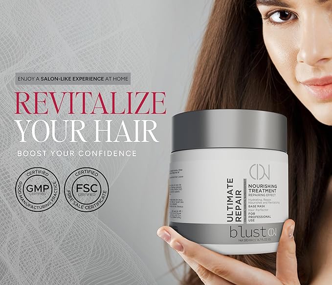 Ultimate Repair Mask with Collagen & Keratin for Damaged Hair - Hydration Deep Treatment for Dry Hair - Frizz Control & Nourishment Mask with Bamboo & Avocado Oil 500Ml