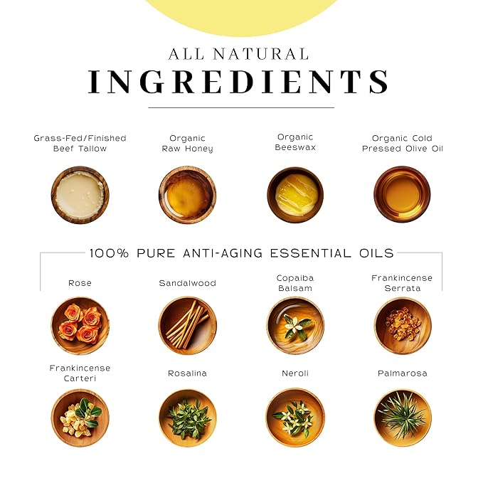 Vanman's - Tallow and Honey Balm Jumbo - Tallow Face Moisturizer with Pure Grass-Fed/Finished Beef Tallow for Skin and Essential Oils, Organic Raw Honey and Beeswax, Cold Pressed Olive Oil - 6 oz