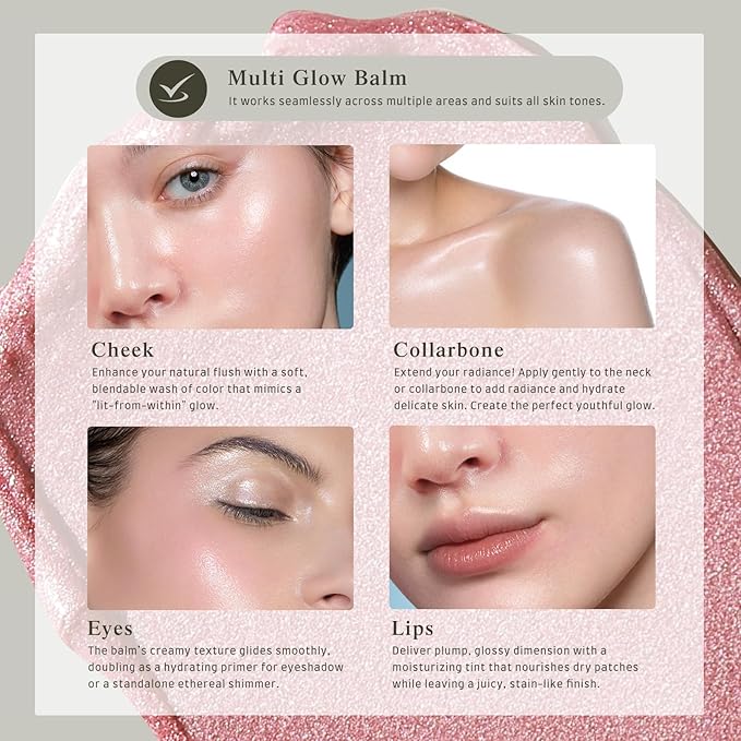 Multi Glow Balm, Cream Blush for Cheeks, Blush Balm Face Makeup, Radiant Finish, Hydrating, Creamy, Lightweight & Blendable Color, Face Balm, 0.63 Oz (Pink Sakura)