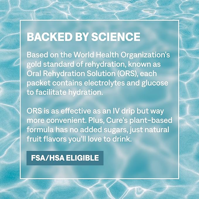 Cure Hydration | Plant-Based Electrolyte Drink Mix | No Added Sugar | Dehydration Relief Powder Made with Coconut Water | Non-GMO | Vegan | 28 Servings Jar - Lemonade