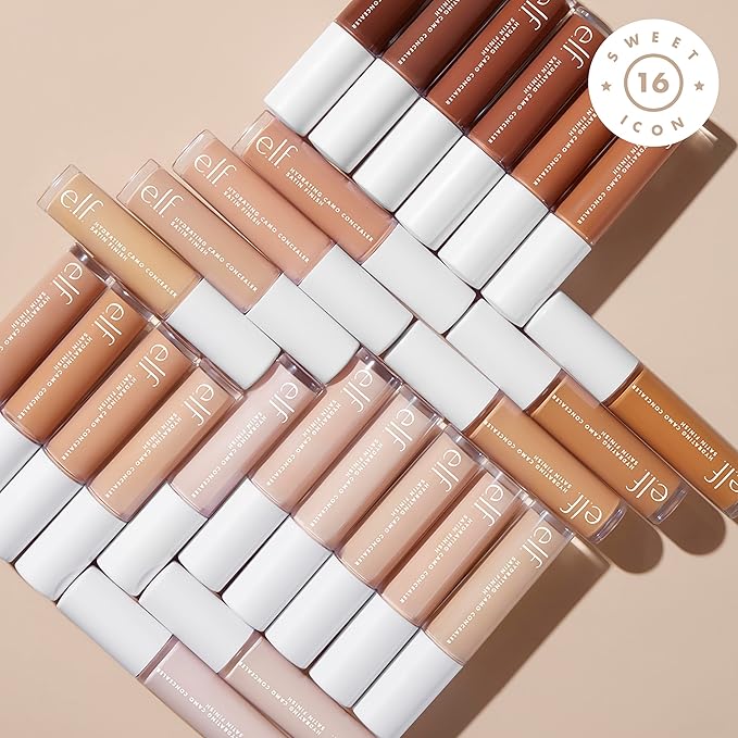 e.l.f. Hydrating Camo Concealer, Lightweight, Full Coverage, Long Lasting, Conceals, Corrects, Covers, Hydrates, Highlights, Tan Sand, Satin Finish, 25 Shades, All-Day Wear, 0.20 Fl Oz