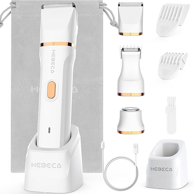Bikini Trimmer for Women, 3in1 Electric Razor for Women with Facial Trimmers & Intimate Shaver for Sensitive Skin, Waterproof Wet & Dry Use Rechargeable Pubic Hair Trimmer Removal