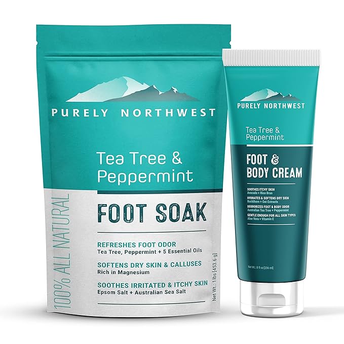 Super Size 8 OZ Extra Strength Natural Tea Tree & Peppermint Foot & Body Cream-Soothes Itching & Burning - Refreshing Odor Control & Sweat Barrier- Softens & Hydrates Rough Callused Skin