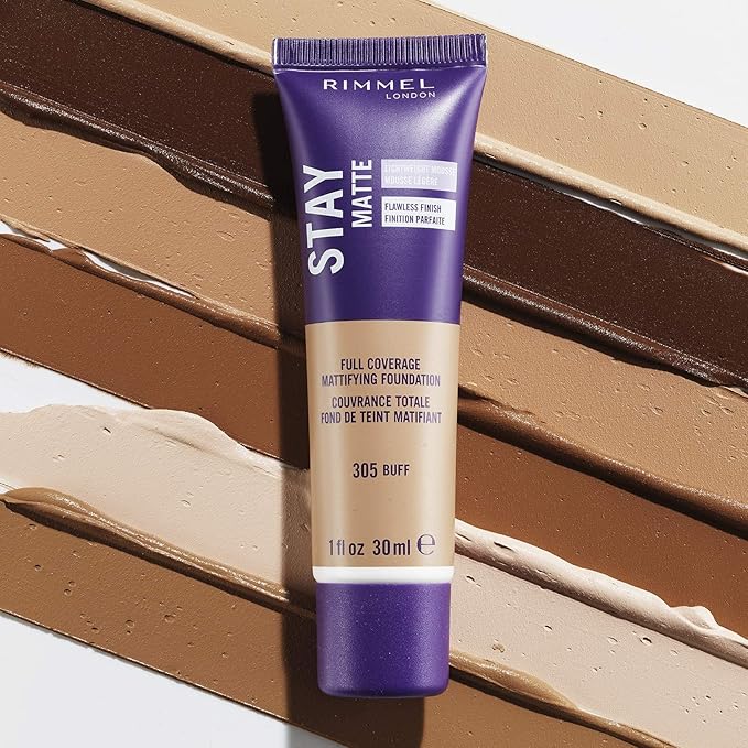 Rimmel London Stay Matte Liquid Mousse - 203 True Beige - Foundation, Lightweight, Shine Control, Oil-Free, 1oz