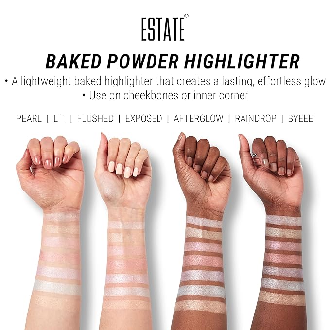 Estate Cosmetics Dew Me Baked Highlighter – Cheek, Eyes & Face Pressed Powder – 3 g (0.1 oz) (Exposed)
