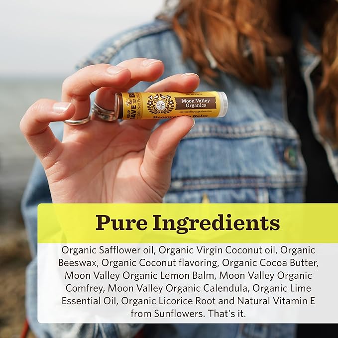 Moon Valley Organics Beeswax Lip Balm for Moisturizing Lips and Cuticles (TROPICAL COCONUT LIME, 4 Count (Pack of 1))