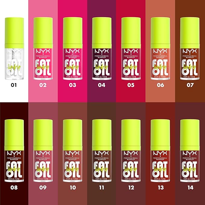 NYX PROFESSIONAL MAKEUP Fat Oil Lip Drip, Moisturizing Lip Oil Gloss, Vegan Tinted Formula, Up to 12 HR Hydration - Newsfeed (Rose Nude)