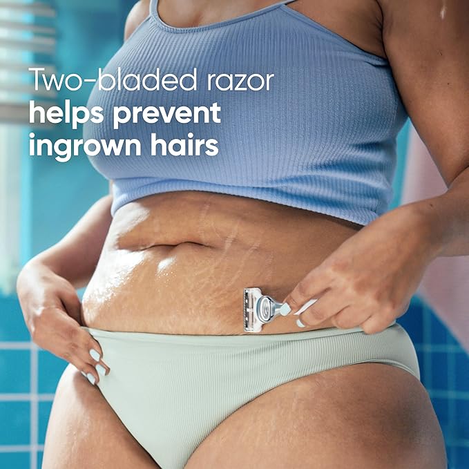 Gillette Venus for Pubic Hair and Skin Shaving Set, Women’s Razor, 1 Handle + 2 Blade Refills + 2-in-1 Cleanser