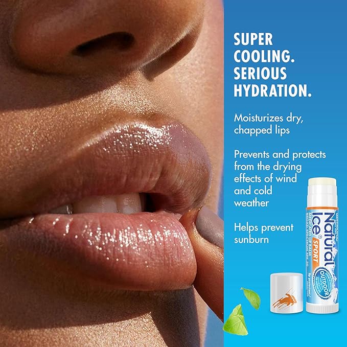 Mentholatum (R) Natural Ice (R) Sport Broad Spectrum SPF 30 Medicated Lip Balm - 12 Pack of 4.5 g Tubes