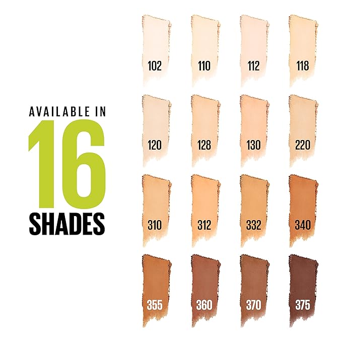 Maybelline Super Stay Up to 24HR Hybrid Powder-Foundation, Medium-to-Full Coverage Makeup, Matte Finish, 370, 1 Count