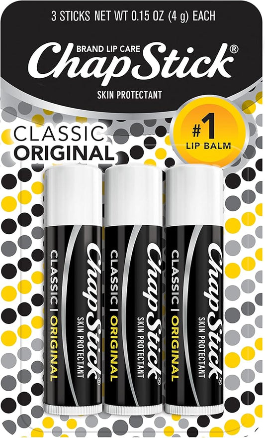 ChapStick Classic Original Lip Balm Tubes, Lip Care - 0.15 Oz (Pack of 3)