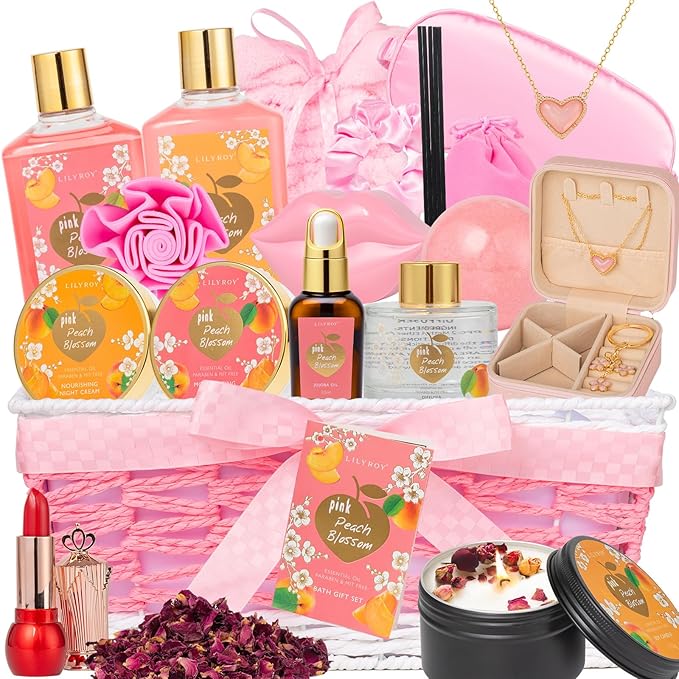 Luxury Mothers Day Gift for Mom - Premium 23-Piece Relaxing Bath & Body Gift Set for Women, Self Care Gift Set with Necklace & More | Christmas Gifts, Birthday Present, Holiday, Anniversary Gift Idea