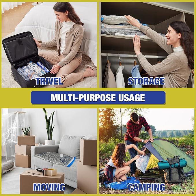 Travel Vacuum Bags with Electric Pump for Luggage and Suitcase, Vacuum Seal Compression Packing Bags for Clothes Clothing, Combo 18 Pack