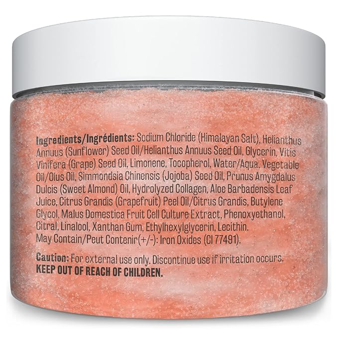 Himalayan Salt Scrub, Face, Foot, and Body Exfoliator with Collagen and Stem Cells, Exfoliating Scrub for Toning, Cellulite, and Skin Care by M3 Naturals