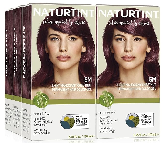 Naturtint 5M Light Mahogany Chestnut Permanent Hair Color (Pack of 6), Ammonia Free, Vegan, Cruelty Free, up to 100% Gray Coverage, Long Lasting Results (Packaging may vary)